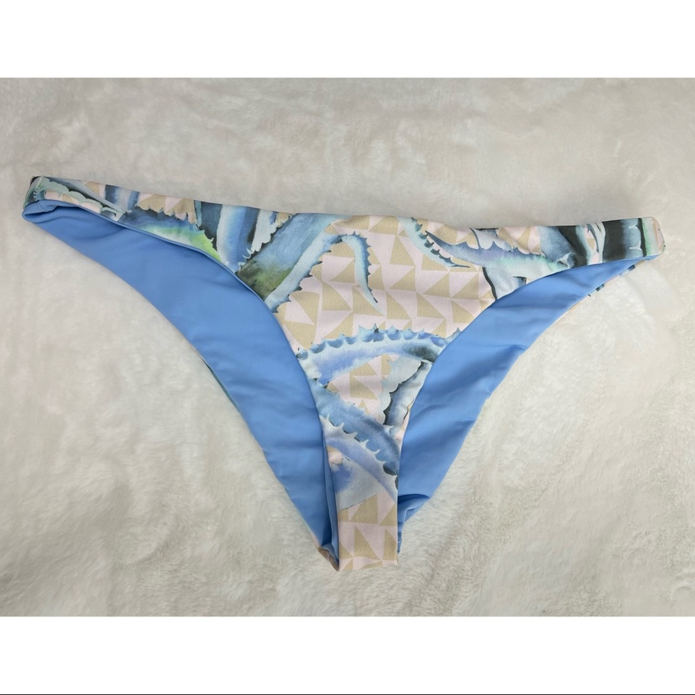 Mara Hoffman Bikini Bottom Large Blue Aloe Pastel Low rise Reversible Revolve